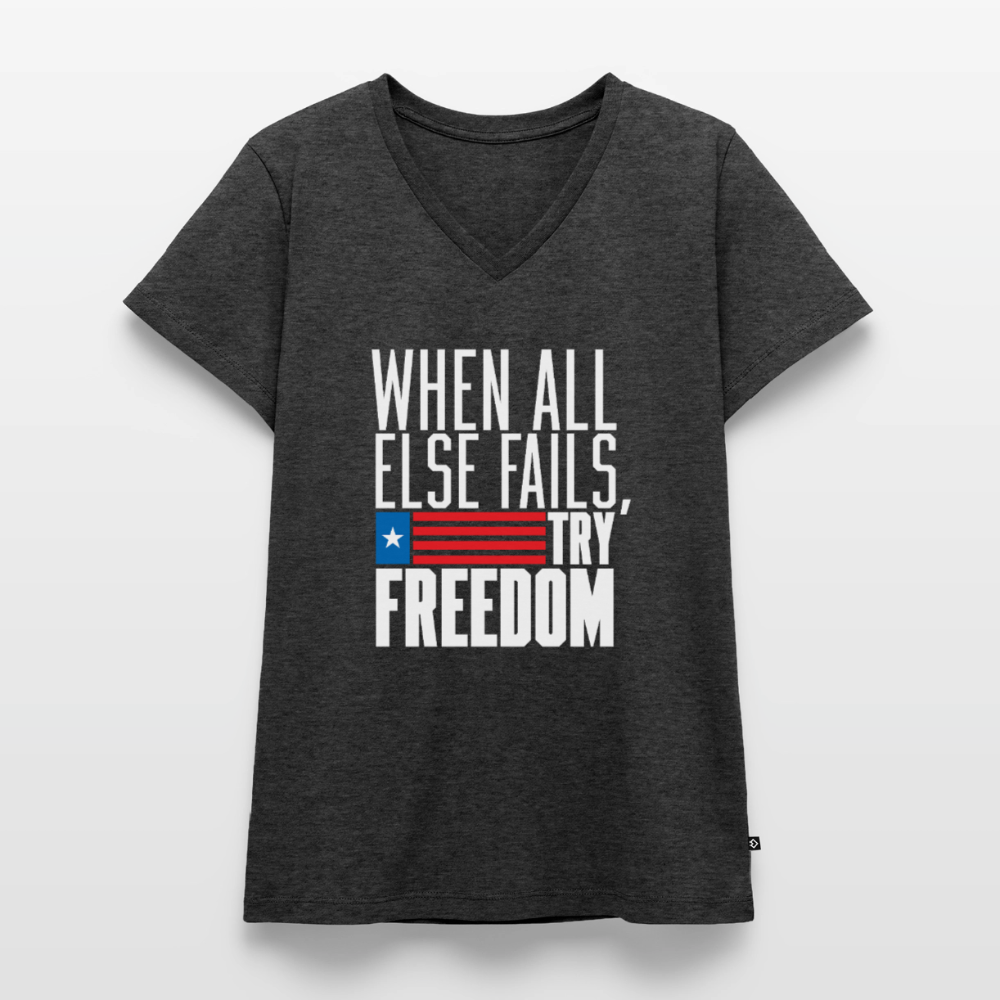 Try Freedom | Women's V-Neck Tee - heather anthracite