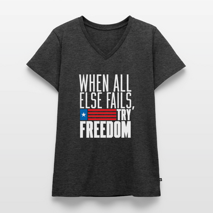 Try Freedom | Women's V-Neck Tee - heather anthracite