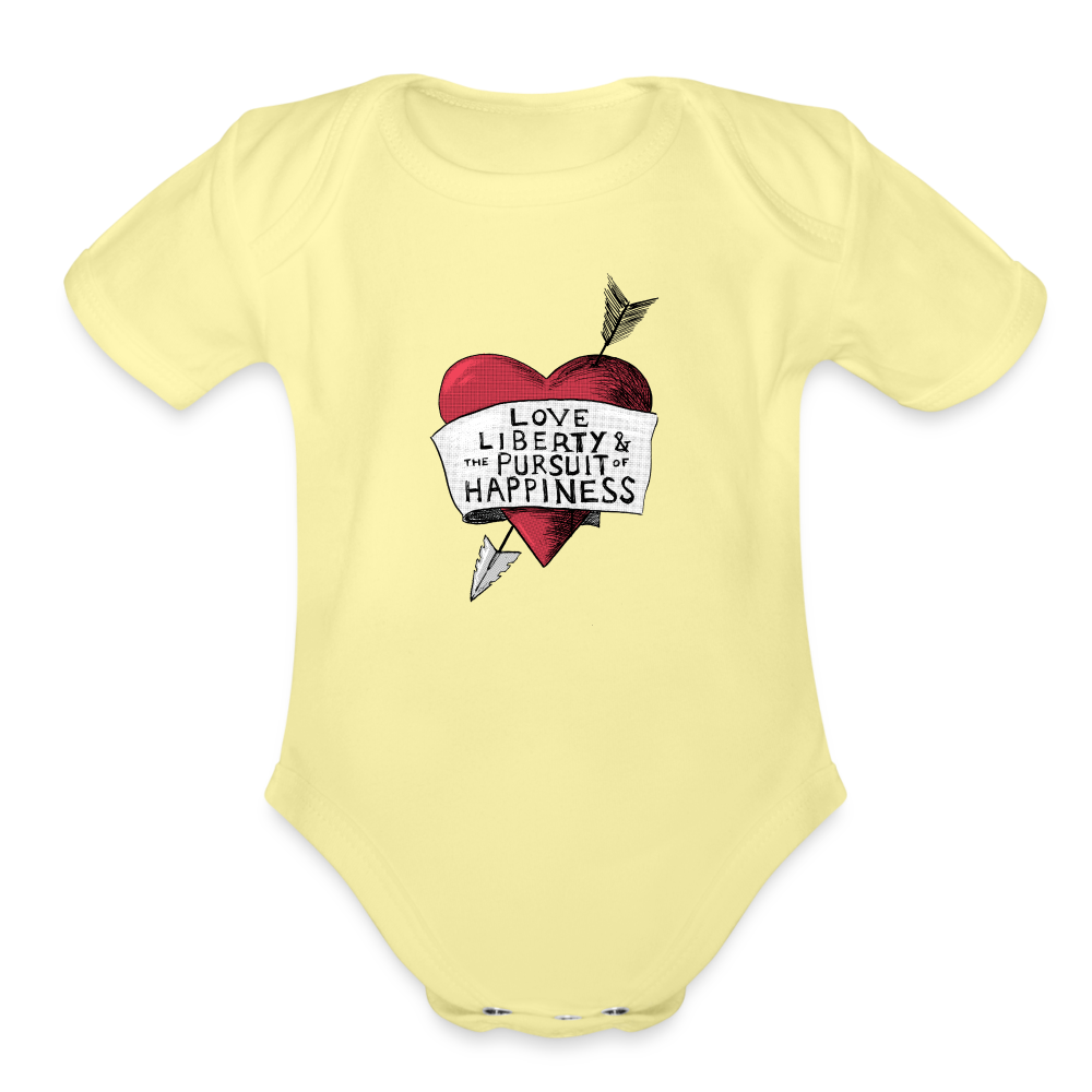 Love, Liberty | Baby Onesie - washed yellow