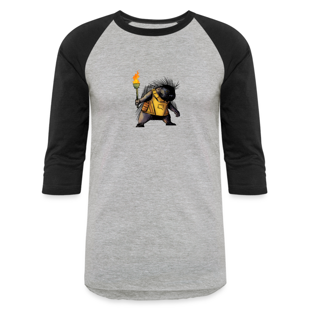 Free the Porcupine | Baseball Tee - heather gray/black