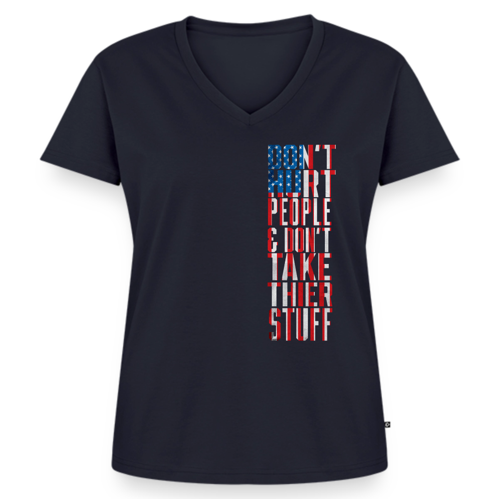 Don't Hurt People | Flag | Women's V-Neck Tee - navy