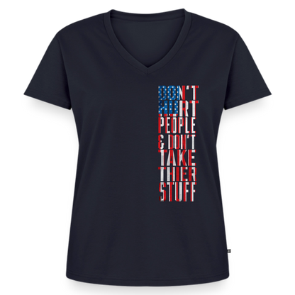 Don't Hurt People | Flag | Women's V-Neck Tee - navy