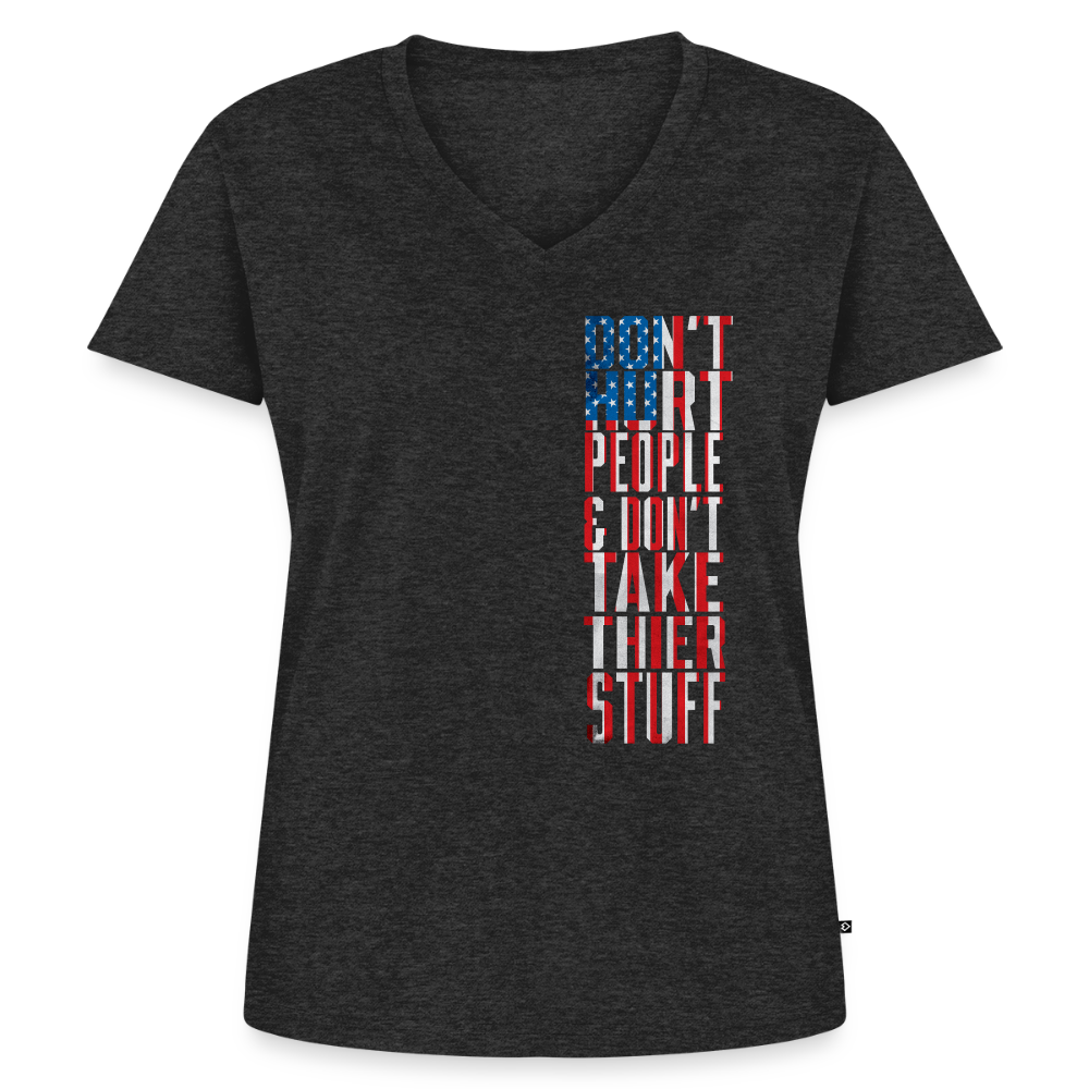 Don't Hurt People | Flag | Women's V-Neck Tee - heather anthracite