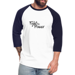 Fight the Power | Baseball Tee - white/navy