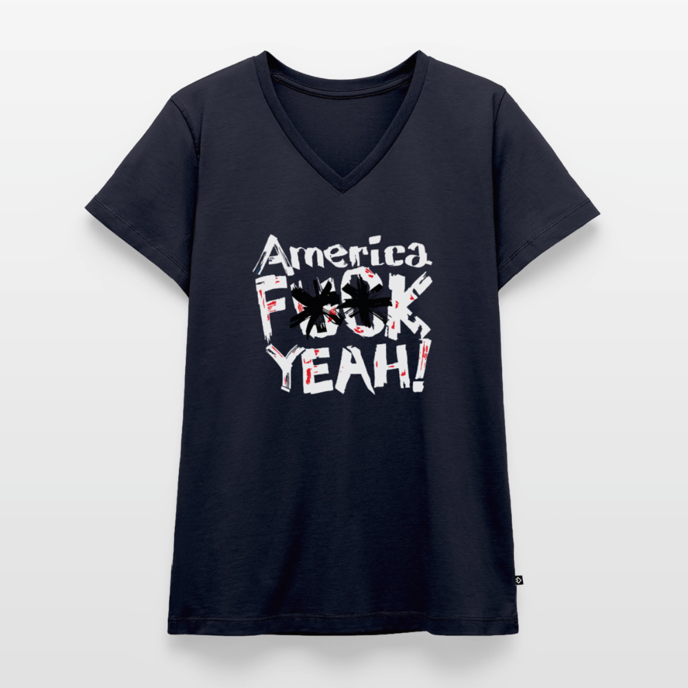 America F**k Yeah! | Women's V-Neck Tee - navy