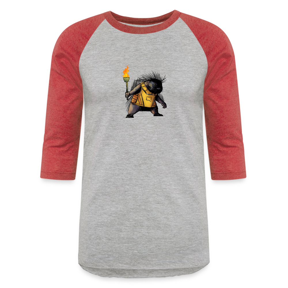 Free the Porcupine | Baseball Tee - heather gray/red