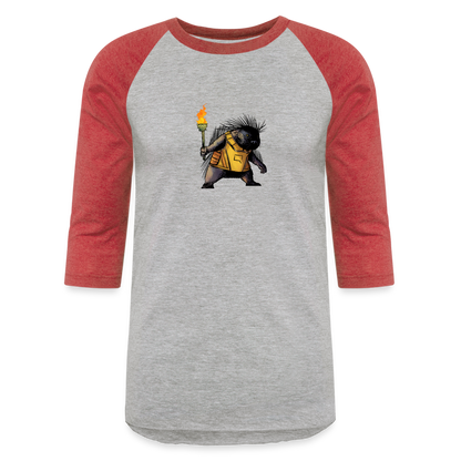 Free the Porcupine | Baseball Tee - heather gray/red