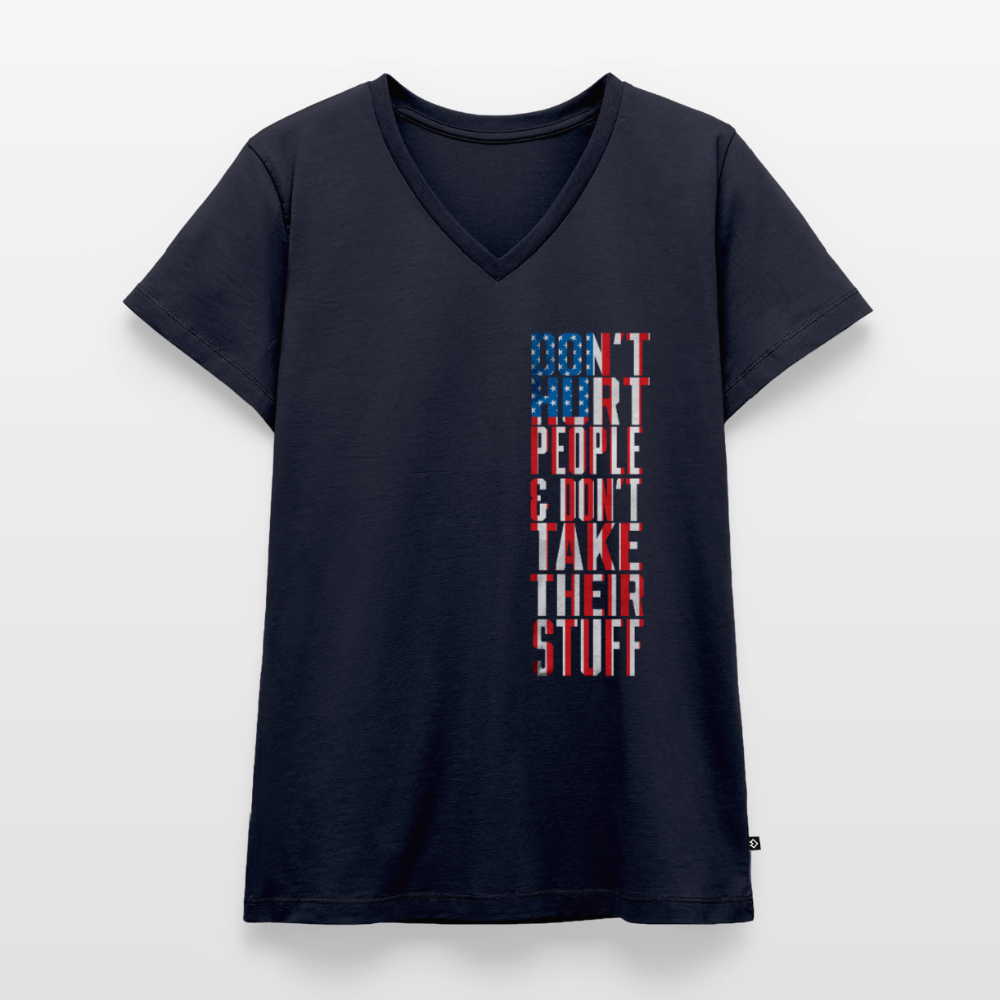 Don't Hurt People | Flag | Women's V-Neck Tee - navy