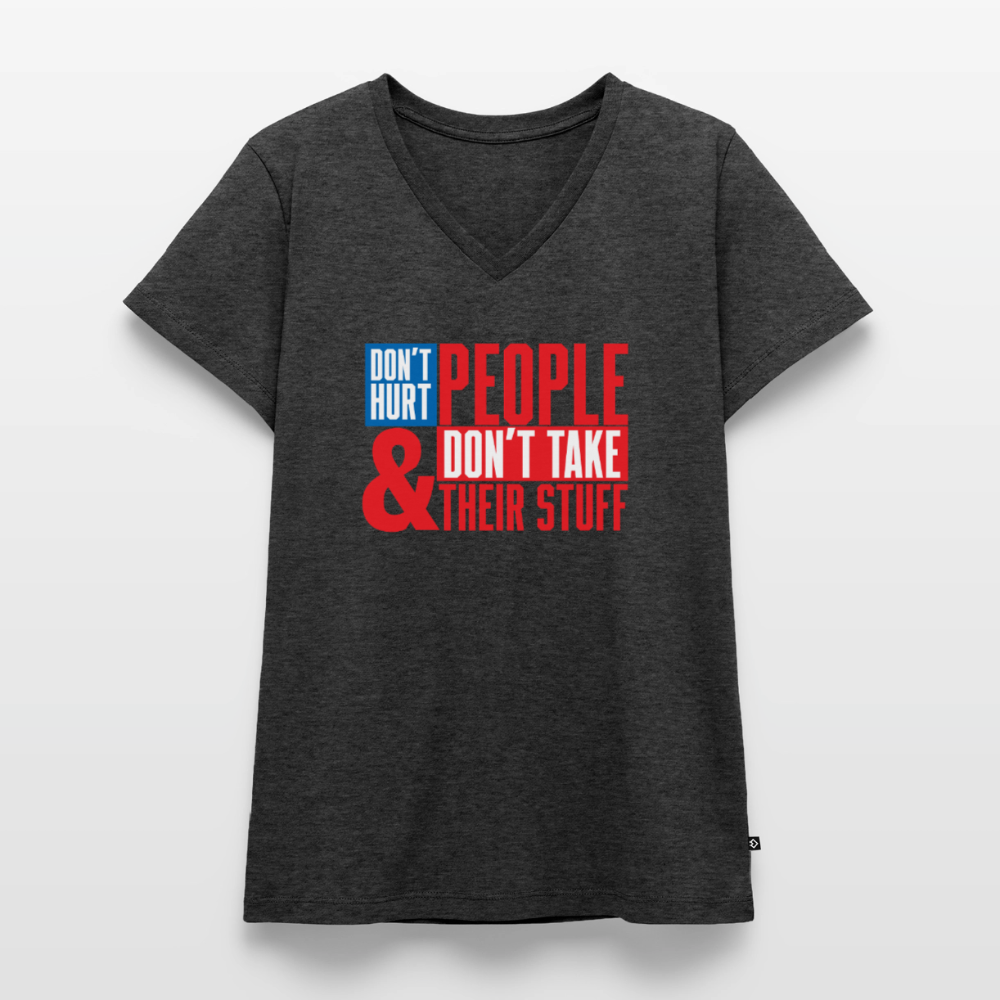 Don't Hurt People | America | Women's V-Neck Tee - heather anthracite