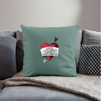 Love, Liberty | Throw Pillow Cover - cypress green