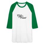 Fight the Power | Baseball Tee - white/kelly green