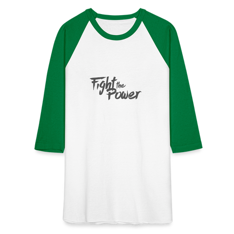 Fight the Power | Baseball Tee - white/kelly green