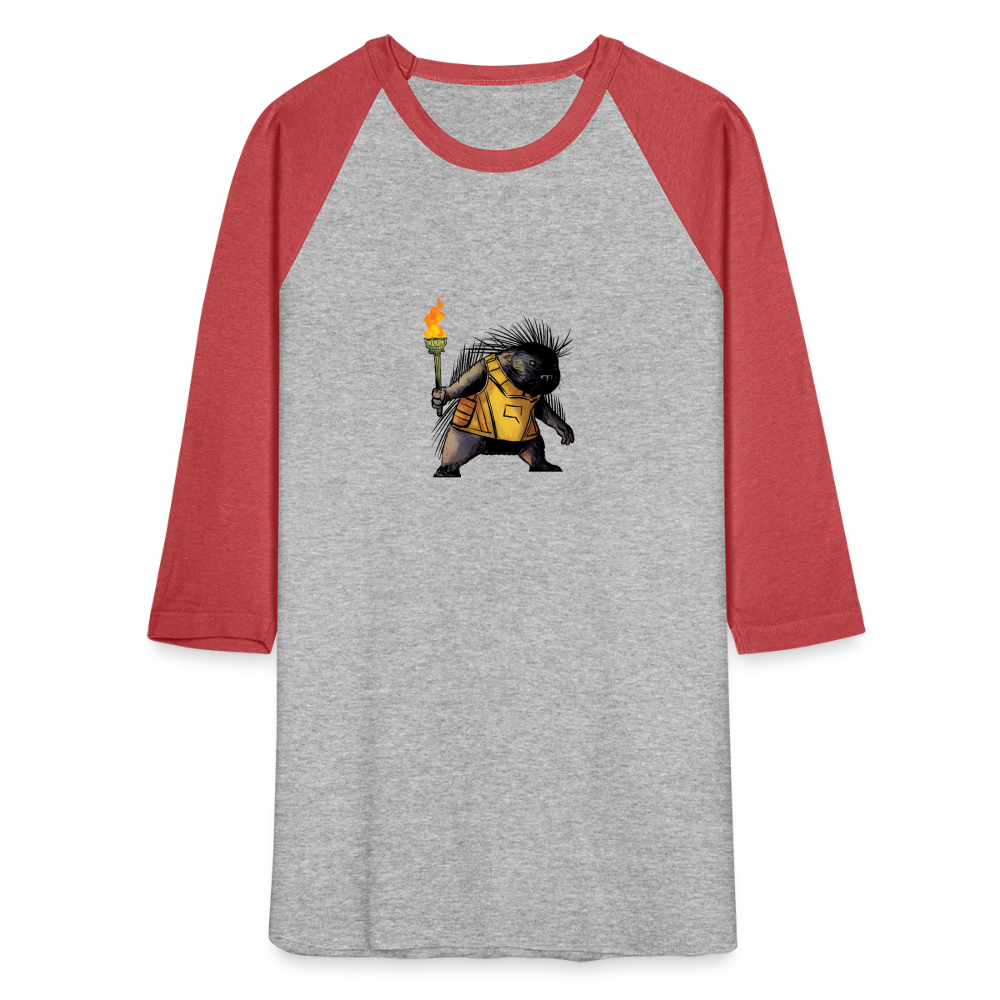 Free the Porcupine | Baseball Tee - heather gray/red