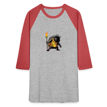 Free the Porcupine | Baseball Tee - heather gray/red