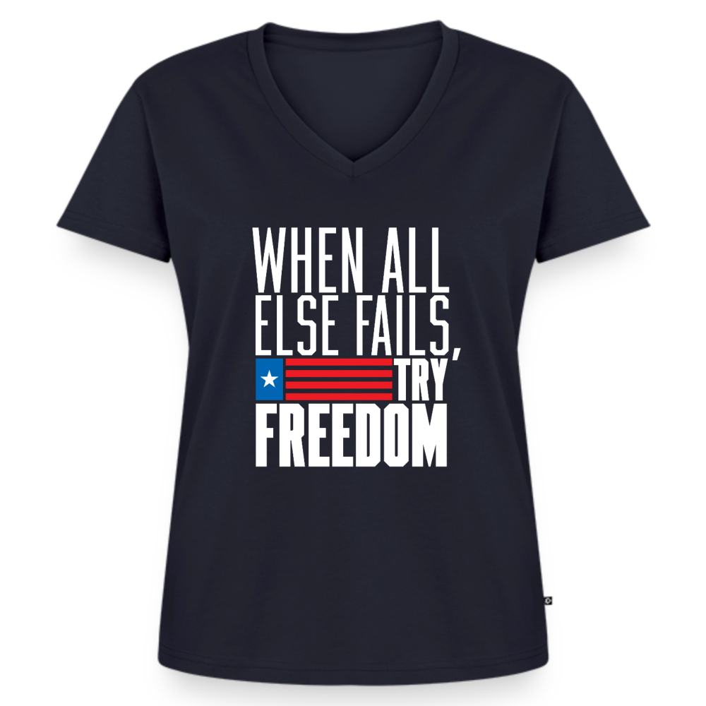 Try Freedom | Women's V-Neck Tee - navy