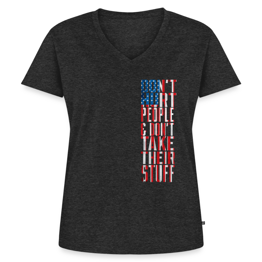 Don't Hurt People | Flag | Women's V-Neck Tee - heather anthracite