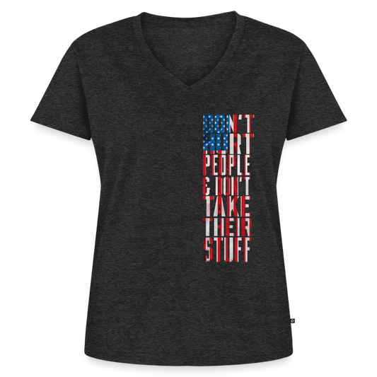 Don't Hurt People | Flag | Women's V-Neck Tee - heather anthracite