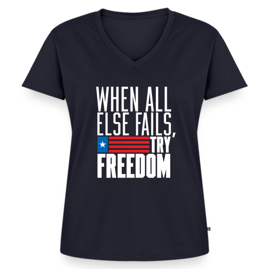 Try Freedom | Women's V-Neck Tee - navy