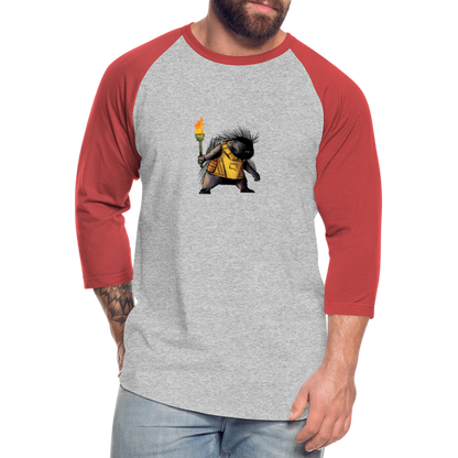 Free the Porcupine | Baseball Tee - heather gray/red