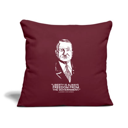 Ludwig von Mises Quote | Throw Pillow Cover - burgundy
