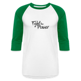 Fight the Power | Baseball Tee - white/kelly green