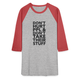 Don't Hurt People | Baseball Tee - heather gray/red