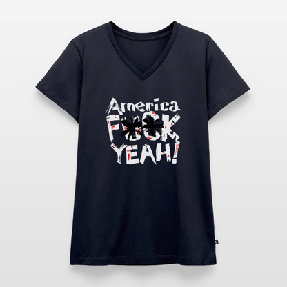 America F**k Yeah! | Women's V-Neck Tee - navy