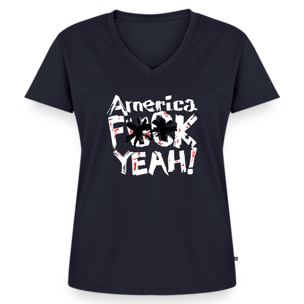 America F**k Yeah! | Women's V-Neck Tee - navy