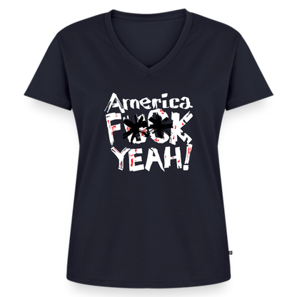 America F**k Yeah! | Women's V-Neck Tee - navy
