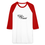 Fight the Power | Baseball Tee - white/red