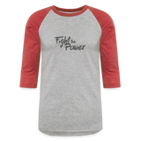 Fight the Power | Baseball Tee - heather gray/red